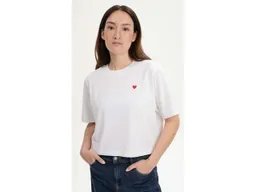 MELA MELA Bio-Damen-T-Shirt "JOSHNA" mit Herz-Stickerei, cropped, weiß, Gr. M – Produktbild 1 von 1