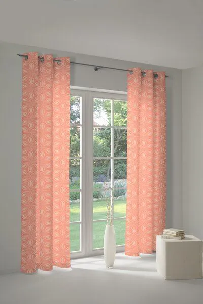 Nature by Adam Nature by Adam Vorhang aus 100% Bio-Baumwolle - Made in Germany - Retro Floret, Orange, – Produktbild 7 von 7