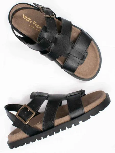 Wills Vegan Stores Wills Vegan Stores Gladiator-Fußbett-Sandalen, Schwarz, – Produktbild 3 von 4