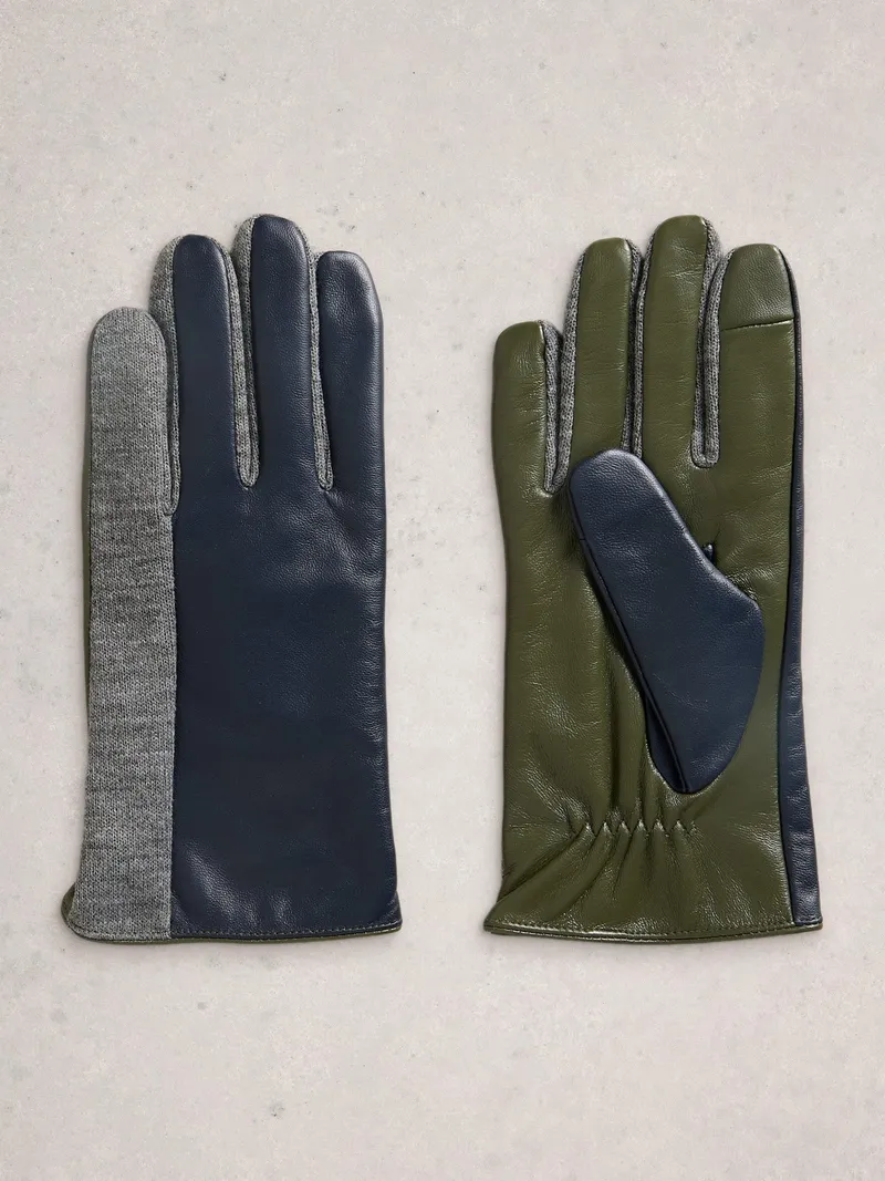 White Stuff Lederhandschuhe Layla - S/M, Marineblau multi, – Produktbild 1 von 2