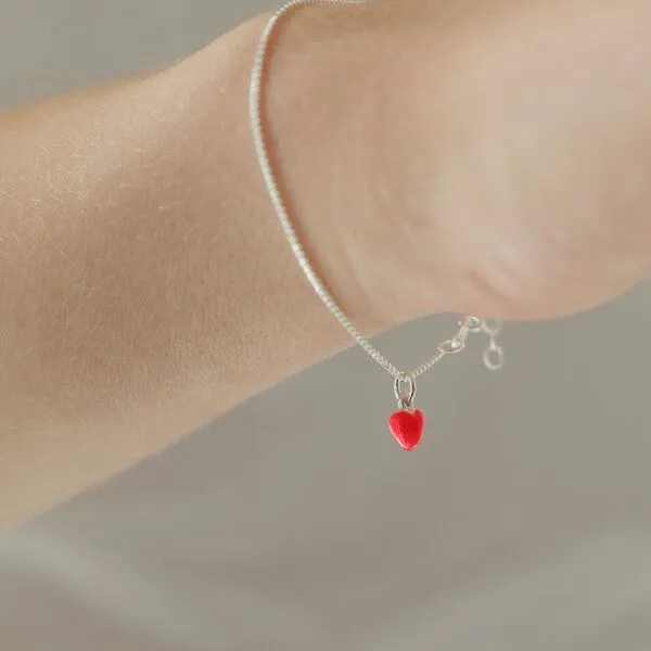 BELLYBIRD Jewellery BELLYBIRD Jewellery Armband - kleines Herz, Anhänger/ Silber/ Silber emailliert/ Silber vergoldet, Korall, – Produktbild 2 von 3