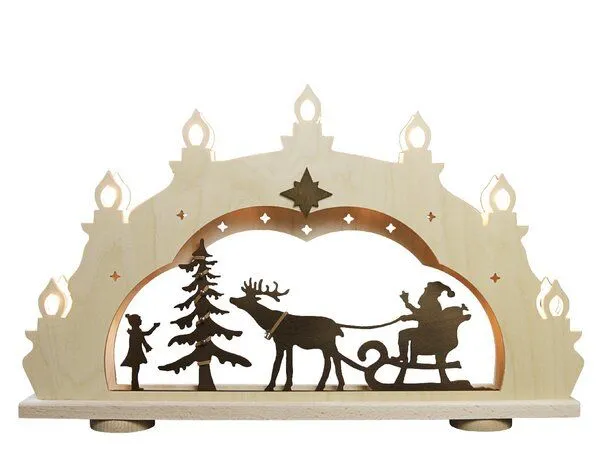 WEIGLA e.K. WEIGLA e.K. Schwibbogen "Weihnachtsmann auf Schlitten" 7 flammig LED Beleuchtung – Produktbild 1 von 1