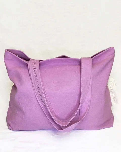 TINTOK TINTOK Rima Canvas Tasche 100 % Bio-Baumwolle GOTS-zertifiziert, Purple, – Produktbild 3 von 4