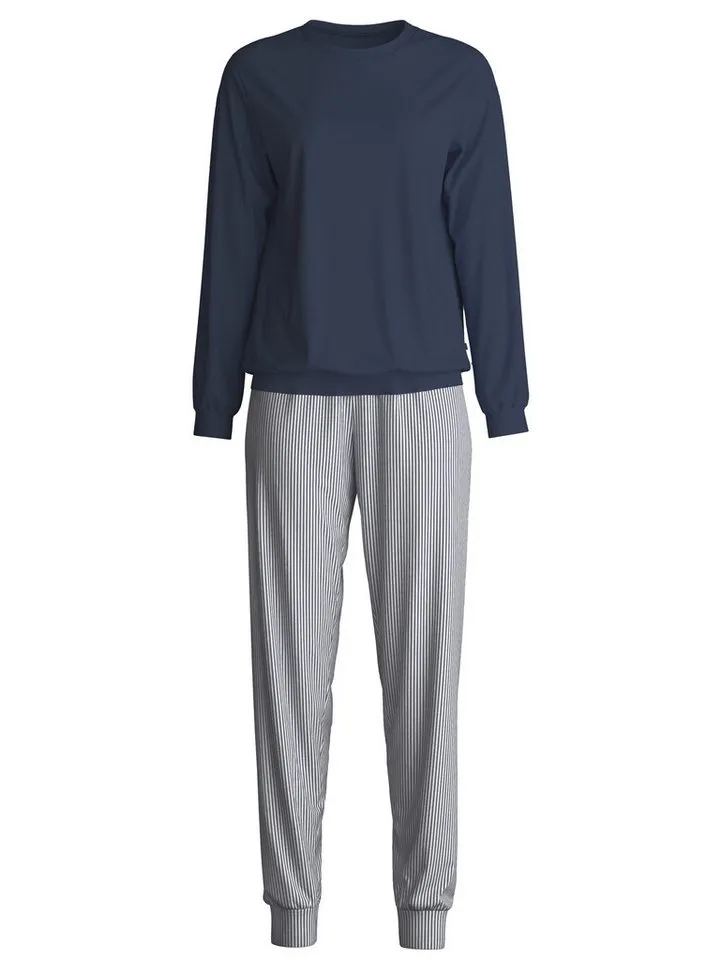 CALIDA CALIDA Pyjama Lovely Nights Damen (2 tlg) weich, bequem mit Bündchen, Blau, – Produktbild 2 von 5