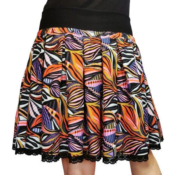 liebewicht liebewicht Faltenrock Rock schwarz bunt gemustert aus Biobaumwolle Modal Damen, Black, – Produktbild 5 von 8