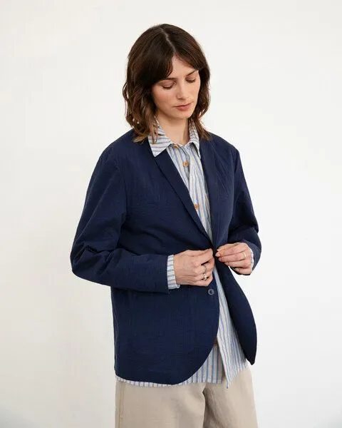 Rotholz Rotholz Casual Blazer Bio Baumwolle, Dunkelblau, – Produktbild 2 von 8