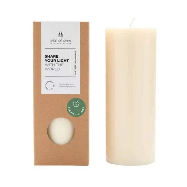 Originalhome Originalhome Geruchsneutrale Stumpenkerze – vegan & fair., Weiß (wollweiß), – Produktbild 1 von 4