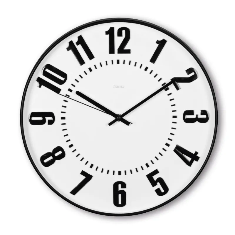 Hama Hama Wanduhr "Formentera", Ø 35 cm, ohne Ticken, Schwarz/weiß, – Produktbild 1 von 3