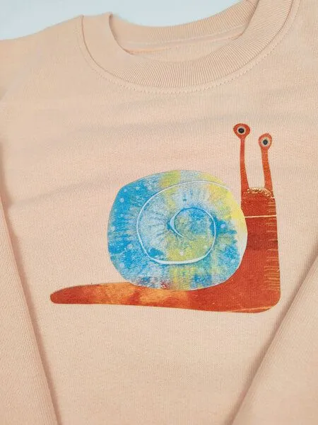 MelaDi Meladi Kinder Sweater aus Biobaumwolle - Schnecke auf Creme Latte, Natural white, – Produktbild 4 von 6
