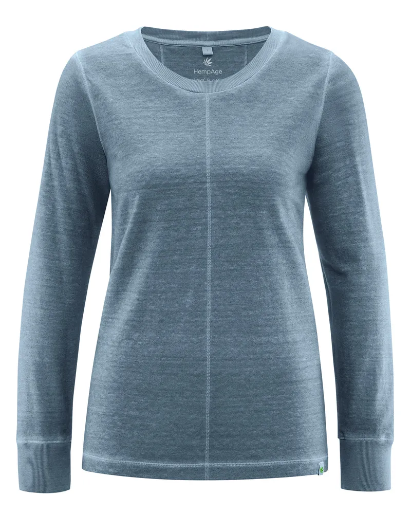 HempAge Hempage Damen vegan Langarmhemd Taubenblau, Blau, – Produktbild 1 von 2