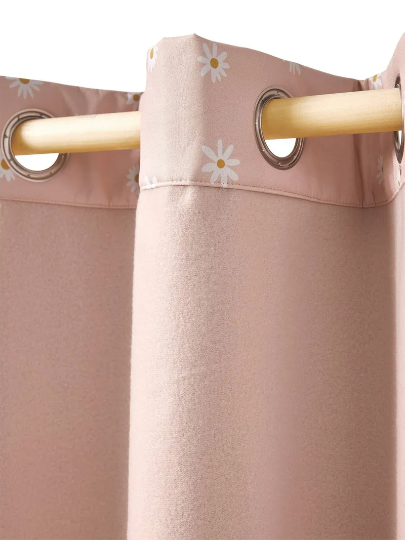 Vertbaudet Thermo-Verdunkelungsvorhang MARGERITEN mit Ösen blickdicht Kinderzimmer hell, Hellrosa, – Produktbild 4 von 4
