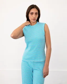 Rotholz Rotholz Geripptes Singlet Bio Baumwolle - Hellblau Gestreift – Produktbild 1 von 1