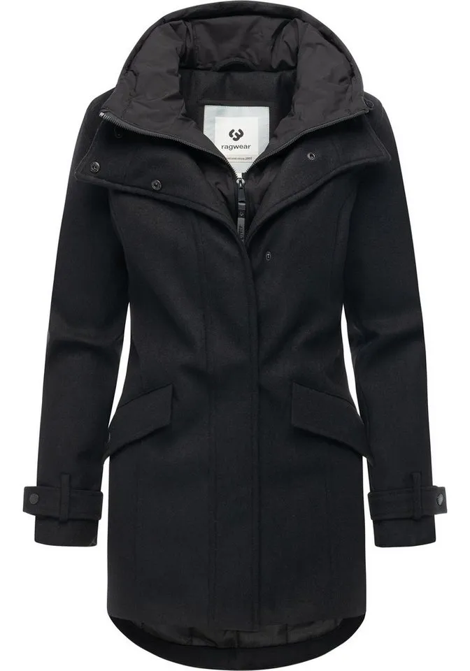 ragwear ragwear Wintermantel Petuja Felt YOUMODO Klassischer Damen Kurzmantel mit Kapuze, Schwarz, – Produktbild 4 von 4