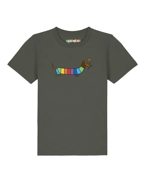 watabout.kids watabout.kids T-Shirt Kinder Regenbogen Dackel, Khaki, – Produktbild 1 von 2