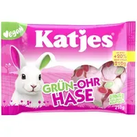 Katjes Katjes Grün-Ohr Hase 210g - Fruchtgummi mit Schaumzucker - Natürlich Aromen und Farben - Vegan - Schaumgesichter - Fruchtiger Genuss. Hasengesichter – Produktbild 2 von 2
