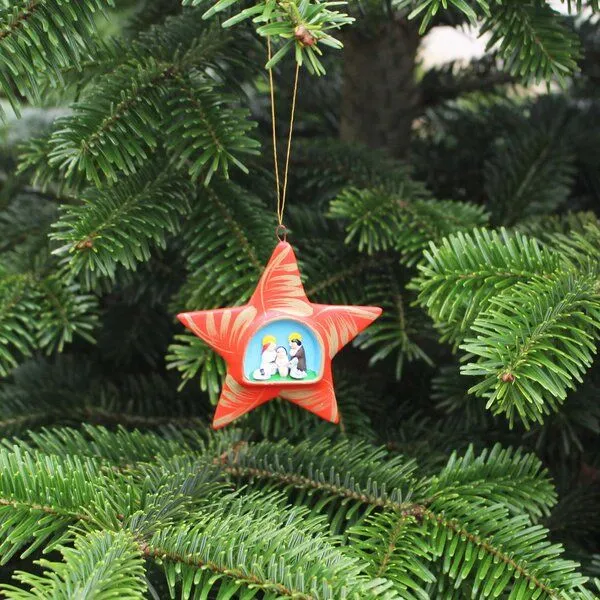 Mitienda Shop Mitienda Shop Christbaumschmuck aus Keramik, Krippenstern, Rot, – Produktbild 3 von 4