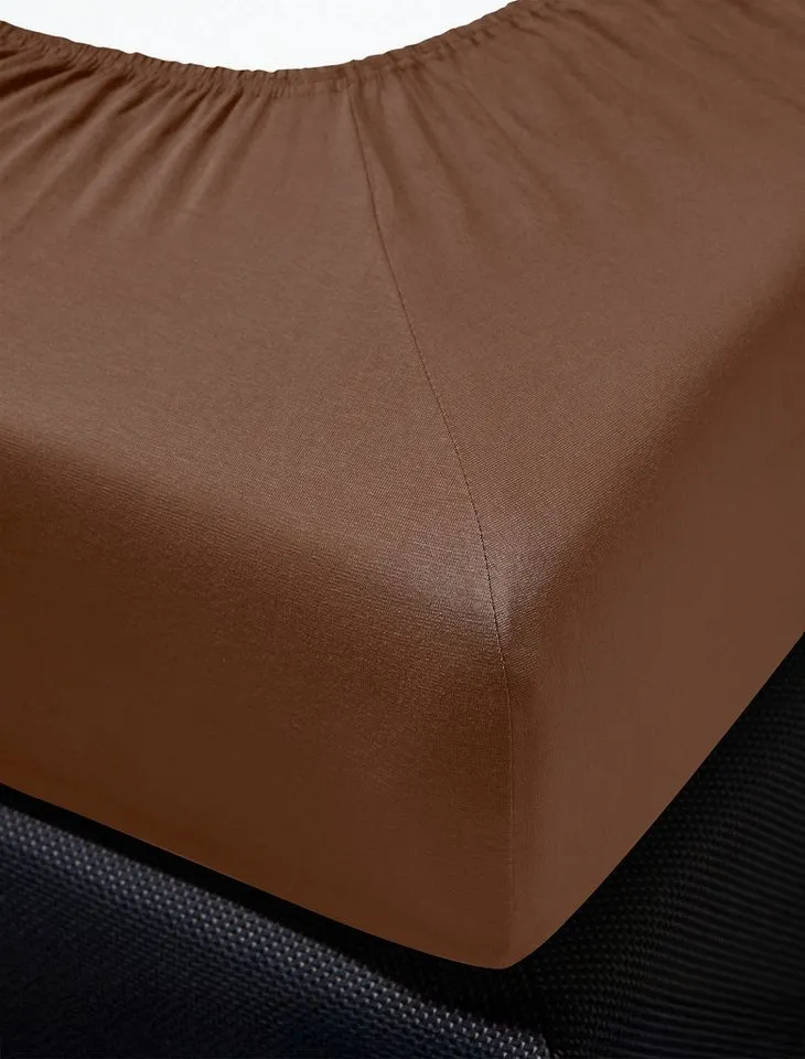 irisette irisette Spannbettlaken Jupiter 8, Mako-Jersey, Gummizug: rundum, (1 Stück), aus Baumwolle, für Matratzen bis 25 cm Höhe, Bettlaken, Spannbetttuch, Beige, – Produktbild 3 von 8