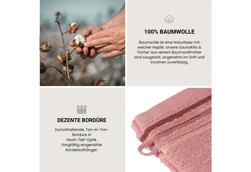 Schiesser Schiesser Waschhandschuh Skyline Color aus 100 % Baumwolle mit eleganter Streifenbordüre, (5-St), OEKO-TEX® MADE IN GREEN, Rosa, – Produktbild 4 von 5