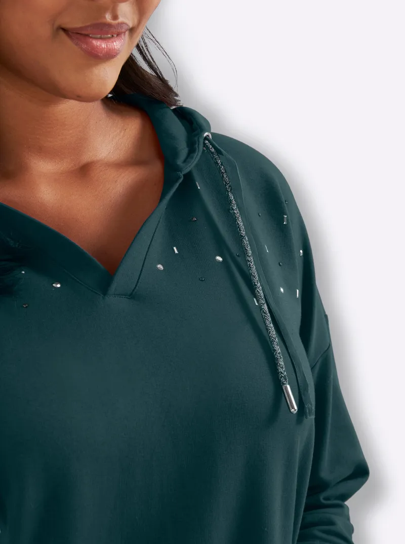 sheego Kapuzensweatshirt, Petrol, – Produktbild 2 von 2