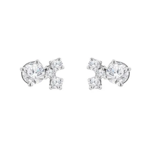 Eppi Eppi Silberne Cluster Ohrringe mit Moissaniten und Lab Grown Diamanten Kerrie, Weiss, – Produktbild 1 von 3