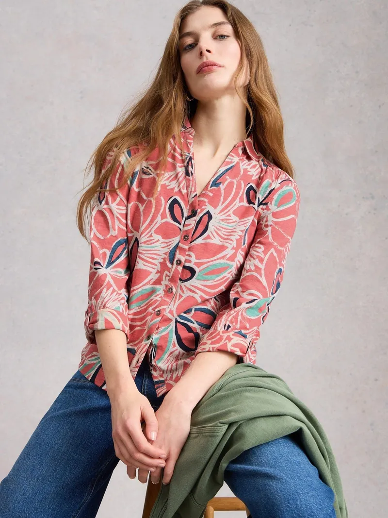 White Stuff Jerseybluse Annie - 38, Mittelrosa, – Produktbild 1 von 4