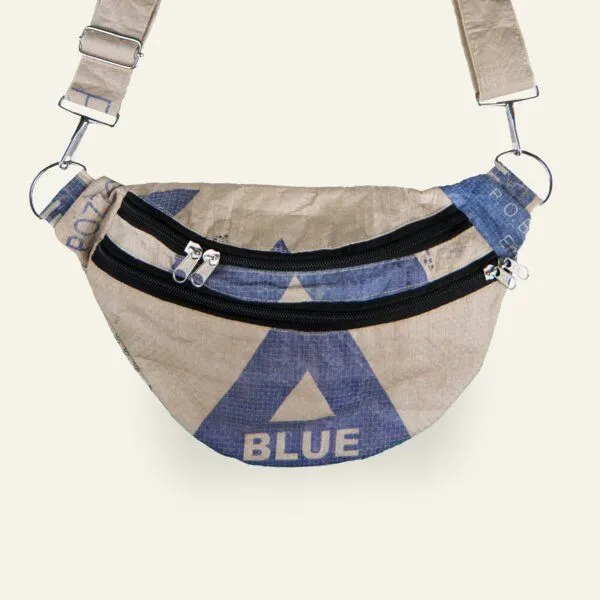 Nyuzi Blackwhite Nyuzi Blackwhite Upcycling Crossbodytasche aus alten zementsäcken, Blau, – Produktbild 3 von 4