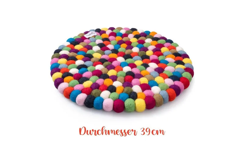 naturling naturling Filzkugel Sitzkissen rund 39cm aus 100% Schurwolle für Stühle und Bänke, Bunt, – Produktbild 6 von 6