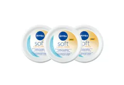 Nivea Nivea Feuchtigkeitscreme Soft mit Sonnenschutz Lichtschutzfaktor 15 3 x 100 ml, 3-tlg., 48h+ Feuchtigkeit, UVA- und UVB Schutz, Jojobaöl – Produktbild 1 von 1