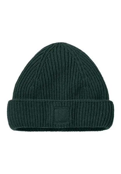 hessnatur hessnatur Strickmütze aus Bio-Merinowolle mit recycelter Wolle und Bio-Baumwolle, Wacholdergrün, – Produktbild 2 von 3