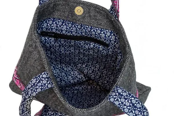 manbefair manbefair Tweed Shopper Celine, Grau, – Produktbild 3 von 4