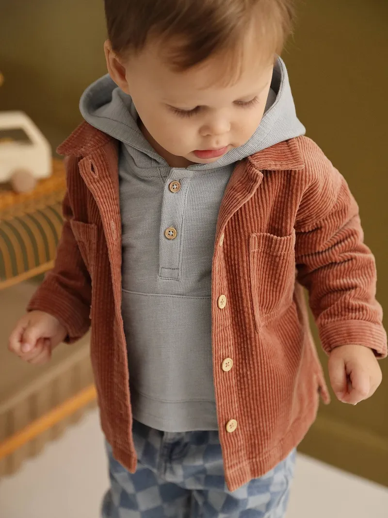 Vertbaudet Jungen Baby Langarm-Kapuzenshirt eis, Eisblau, – Produktbild 1 von 4
