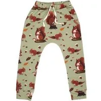 Walkiddy Kinder Jogginghose GOTS zertifiziert Bio-Baumwolle 95/5 Elasthan Grün Allover-Print „Squirrel Family“ – Walkiddy – Produktbild 1 von 1