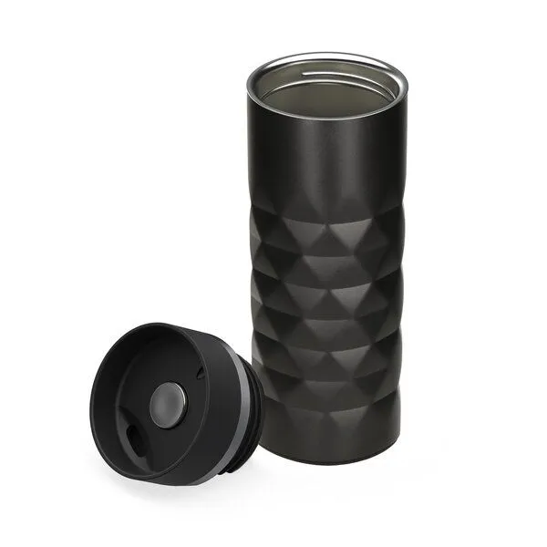 elasto elasto Edelstahl Thermobecher Diamond - 450 ml - auslaufsicherer Verschluss, Onyx schwarz, – Produktbild 3 von 4