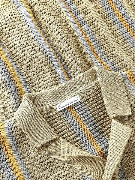 Knowledge Cotton Apparel Knowledge Cotton Apparel Striped Knitted Shirt, Beige stripe, – Produktbild 2 von 3