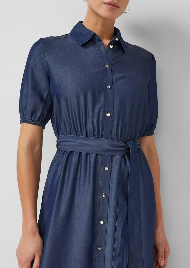 s.Oliver Midi-Hemdblusenkleid aus Lyocell mit Bindegürtel, Blau, – Produktbild 4 von 4