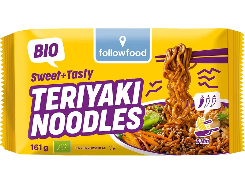 followfood followfood Bio-Instant-Gericht Teriyaki Nudeln "Sweet + Tasty", 161 g – Produktbild 1 von 1