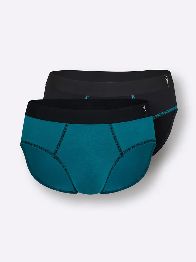 wäschepur men Slip aquapetrol + schwarz, Aquapetrol + schwarz, – Produktbild 1 von 3
