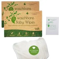 OrganicMom OrganicMom® 2 x 15 waschbare Babywaschlappen aus Bambus inkl. Wäschenetz, antibakteriell – Produktbild 1 von 1