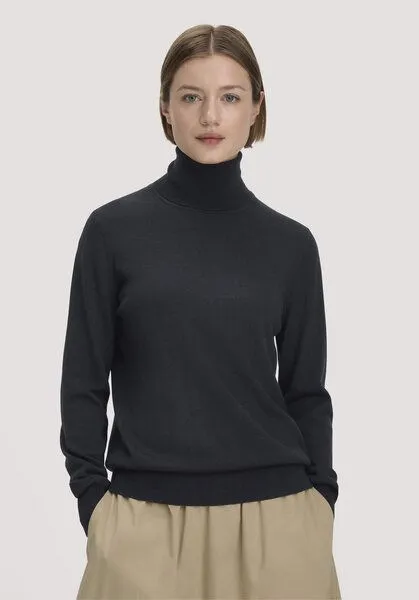 hessnatur hessnatur Rollkragenpullover Relaxed aus reiner Bio-Merinowolle, Marine, – Produktbild 1 von 4