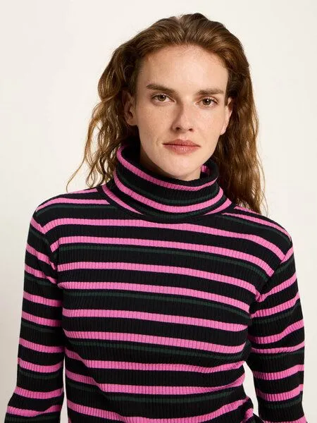 LANIUS LANIUS Rollkragenshirt aus Bio-Baumwolle, Black/pink, – Produktbild 3 von 4