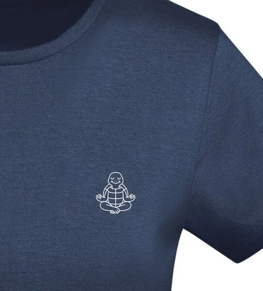 vis wear vis wear Schildkröte im Yoga Flow - Damen Organic Shirt, Navy, – Produktbild 2 von 3