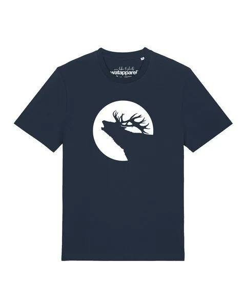 watapparel watapparel T-Shirt Unisex Röhrender Hirsch, French navy, – Produktbild 1 von 2