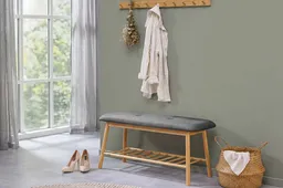 riess-ambiente Schuhbank ZEN-BO 90cm natur/grau - Bambus, FSC, Regal, Sitzbank, mit Stauraum (Einzelartikel, 1-St), Gepolsterte Garderobenbank aus Massivholz - ideal für Eingangsbereich – Produktbild 1 von 1