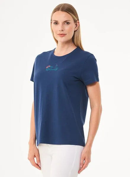 ORGANICATION ORGANICATION T-Shirt aus Bio-Baumwolle mit Stickerei, Blau(navy), – Produktbild 1 von 3