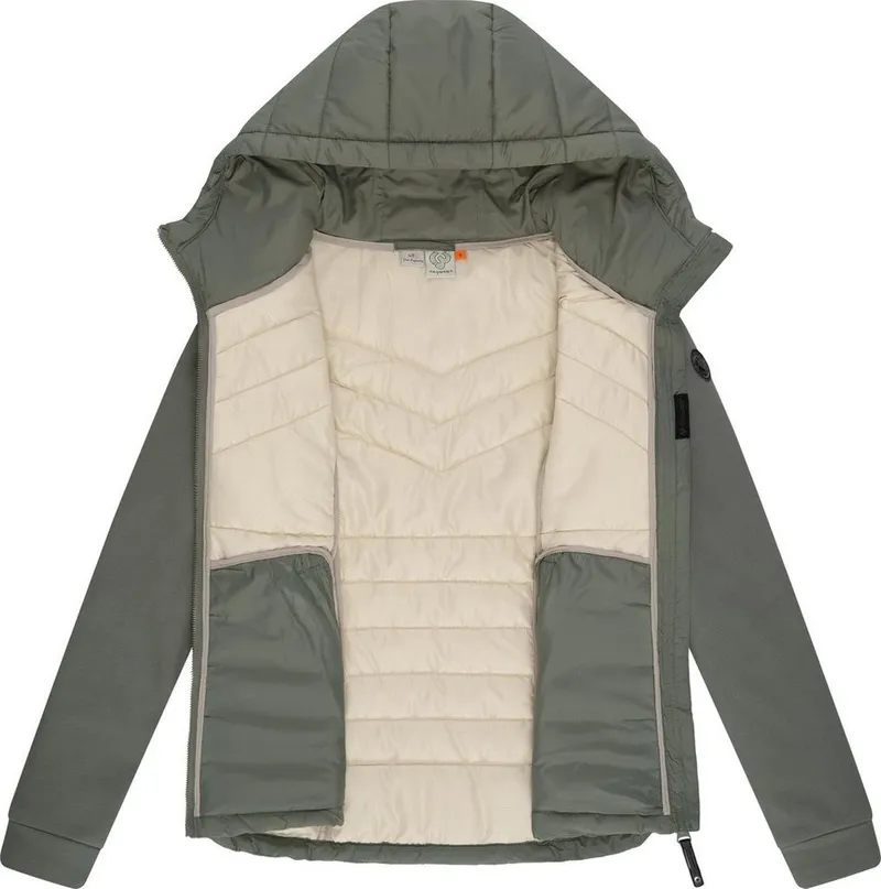 ragwear ragwear Outdoorjacke Sandrra Steppjacke aus modernem Materialmix mit Kapuze, Grün, – Produktbild 1 von 5