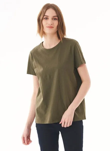 ORGANICATION ORGANICATION Damen Basic T-Shirt aus Bio-Baumwolle, Grün(military olive), – Produktbild 1 von 4