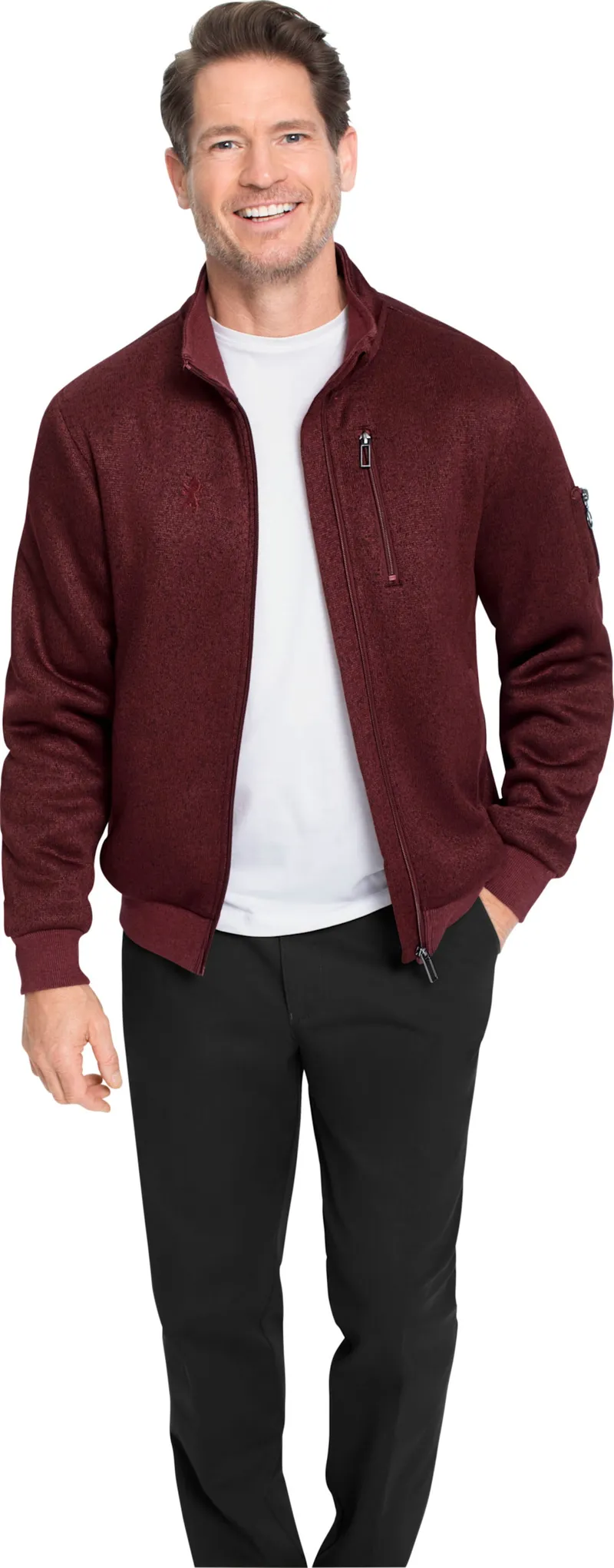 marco donati Strickfleece-Jacke dunkelrot-meliert, Dunkelrot-meliert, – Produktbild 2 von 2