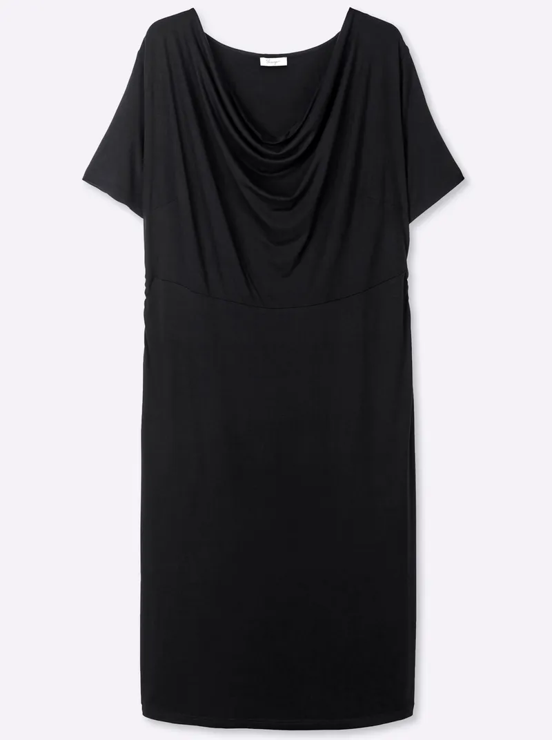 sheego Jerseykleid schwarz, Schwarz, – Produktbild 1 von 2