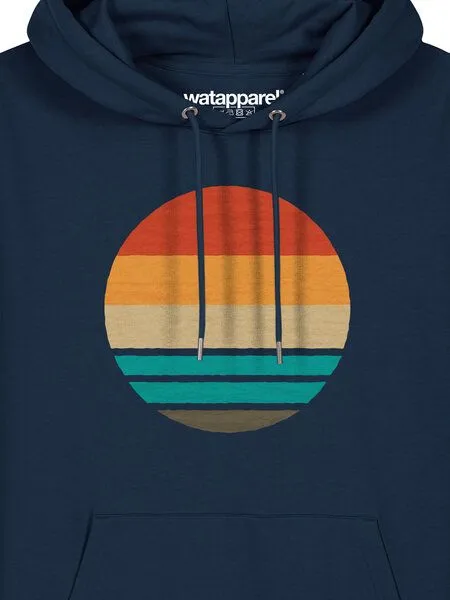 watapparel watapparel Hoodie Unisex Retro Sunset Ocean, French navy, – Produktbild 3 von 4