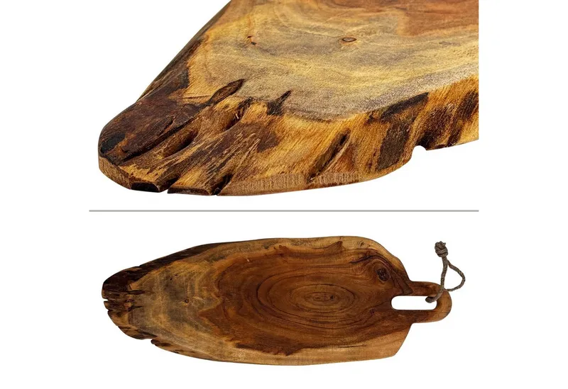 Online-Fuchs Servierbrett mit Griff, Schneidebrett aus Holz - auch als Dekoration in der Küche, Bastseil zum Aufhängen bereits angebracht, Beige, – Produktbild 1 von 4